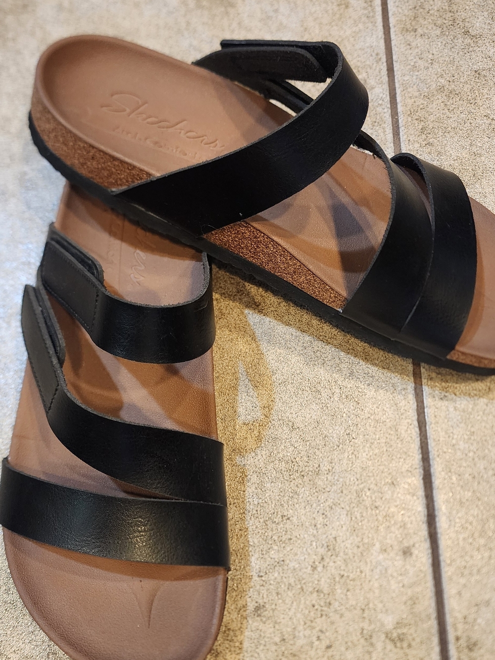 Skechers Women’s Black Strappy Comfort Sandal